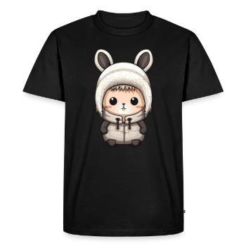 Bande dessinée d’hiver lapin - T-shirt Premium bio Homme - noir - Devant - Nico (187cm)