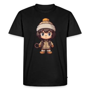 Monkey Winter Comic - Men's Premium Organic T-Shirt - black - Front - Nico (187cm)