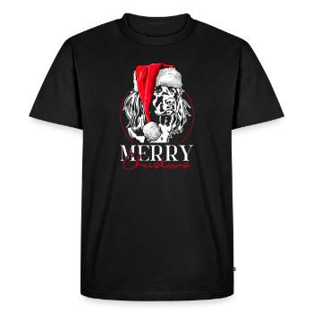 Santa Little Münsterlander Merry Christmas Dogs - Men's Premium Organic T-Shirt - black - Front - Nico (187cm)