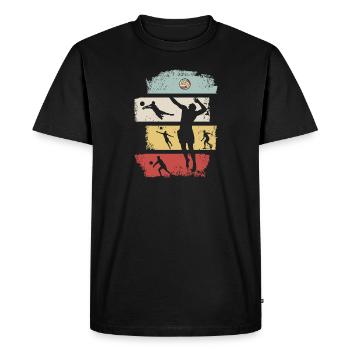 Joueur de volley-ball Retro Stripe Silhouette - T-shirt Premium bio Homme - noir - Devant - Nico (187cm)
