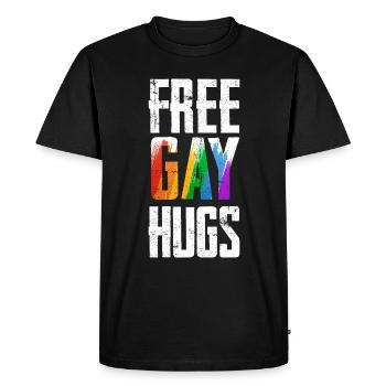 Free Gay Hugs LGBTQ Pride CSD - Men's Premium Organic T-Shirt - black - Front - Nico (187cm)