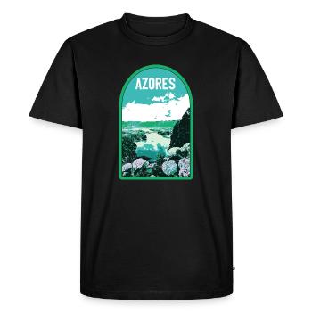 Illustration Lac Sete Cidades, Açores - T-shirt Premium bio Homme - noir - Devant - Nico (187cm)