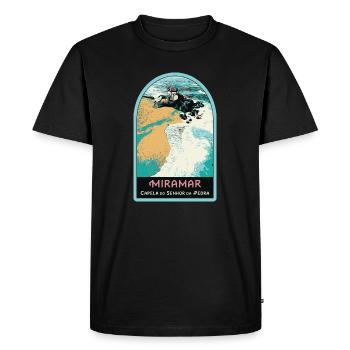 Chapelle Senhor da Pedra, plage de Miramar - T-shirt Premium bio Homme - noir - Devant - Nico (187cm)