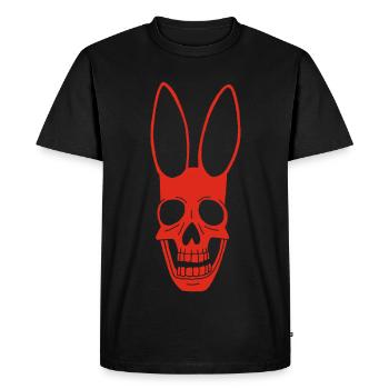 Crâne de lapin rouge - T-shirt Premium bio Homme - noir - Devant - Nico (187cm)