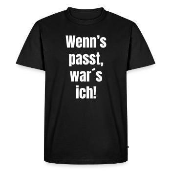 Humorous statement design for everyday life and celebration - Men's Premium Organic T-Shirt - black - Front - Nico (187cm)