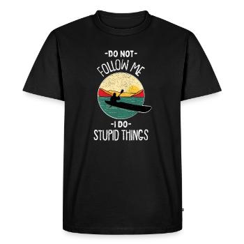 Kayak rétro Coucher de soleil Art vintage en pagaie en extérieur - T-shirt Premium bio Homme - noir - Devant - Nico (187cm)