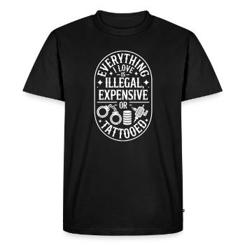 Tout ce que j’aime, c’est tatoué de Tätowiert tatoué - T-shirt Premium bio Homme - noir - Devant - Nico (187cm)