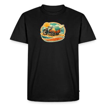 Cart rétro de planche de surf sur la plage Vélo cargo - T-shirt Premium bio Homme - noir - Devant - Nico (187cm)