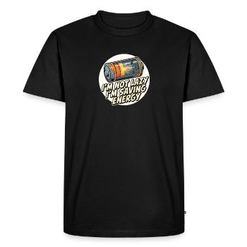 J’économise de l’énergie – dit la batterie - T-shirt Premium bio Homme - noir - Devant - Nico (187cm)