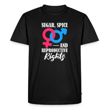 Sucre, épice et droits reproductifs : le choix des femmes - T-shirt Premium bio Homme - noir - Devant - Nico (187cm)