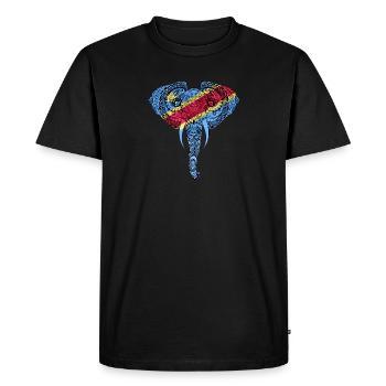 Congo Flag Elephant - Support Congo - Men's Premium Organic T-Shirt - black - Front - Nico (187cm)