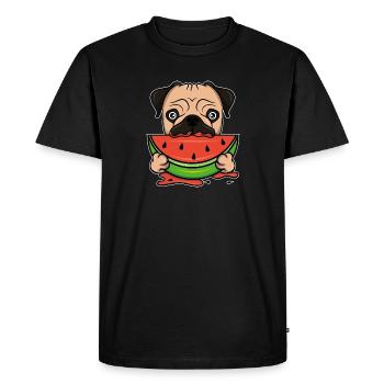 French Bulldog water melon d’été Frenchie Bully - T-shirt Premium bio Homme - noir - Devant - Nico (187cm)