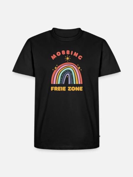 Mobbing-freie Zone - Männer Premium Bio T-Shirt - Schwarz