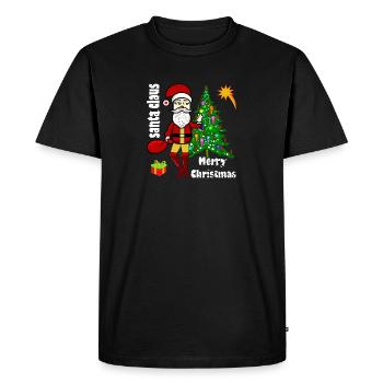 Joyeux Noël Saint-Nicolas sous le sapin de Noël - T-shirt Premium bio Homme - noir - Devant - Nico (187cm)