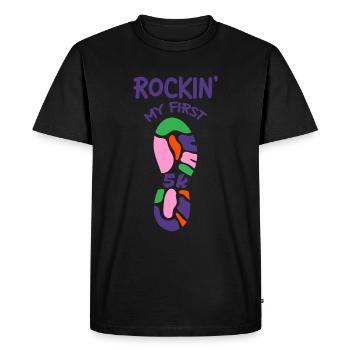 Rockin' My First 5k 2 - Men's Premium Organic T-Shirt - black - Front - Nico (187cm)