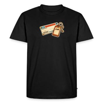 Conception vintage des étiquettes de billets d’avion pour bagages - T-shirt Premium bio Homme - noir - Devant - Nico (187cm)