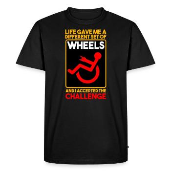 Life Gave Me Different Set Of Wheels And Accepted - Men's Premium Organic T-Shirt - black - Front - Nico (187cm)