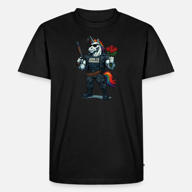 Terminator Einhorn - Männer Premium Bio T-Shirt - Schwarz