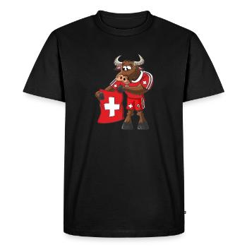 Taureau Suisse - T-shirt Premium bio Homme - noir - Devant - Nico (187cm)