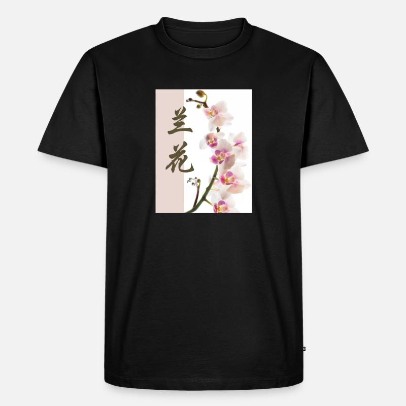 Orchidee - Männer Premium Bio T-Shirt - Schwarz