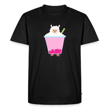 Lama au thé à bulles - T-shirt Premium bio Homme - noir - Devant - Nico (187cm)