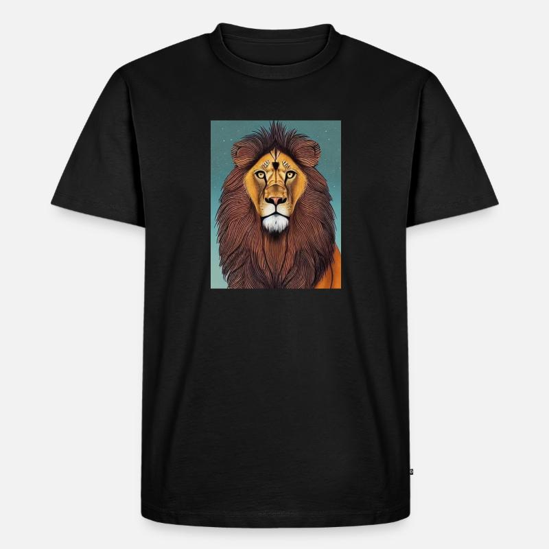 Löwe - Männer Premium Bio T-Shirt - Schwarz