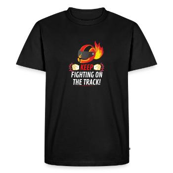 CONTINUEZ À VOUS BATTRE SUR LA PISTE - T-shirt Premium bio Homme - noir - Devant - Nico (187cm)