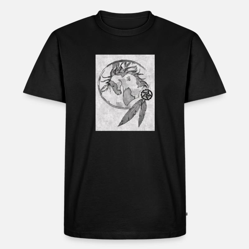 Pferd - Männer Premium Bio T-Shirt - Schwarz