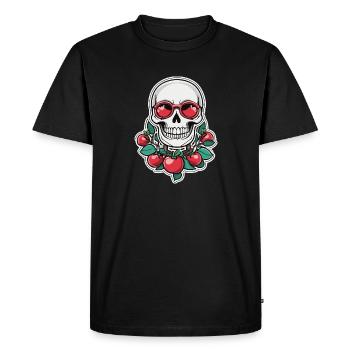 Cherry Skull - Men's Premium Organic T-Shirt - black - Front - Nico (187cm)