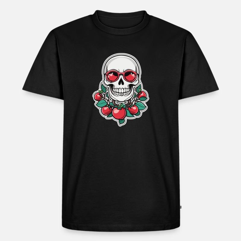 Cherry Skull - Männer Premium Bio T-Shirt - Schwarz