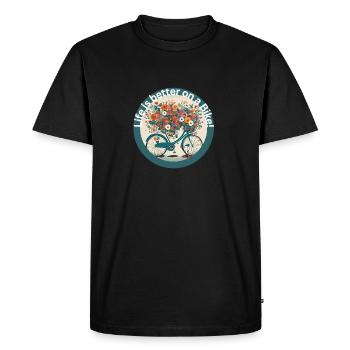 La vie est plus belle sur un vélo - T-shirt Premium bio Homme - noir - Devant - Nico (187cm)