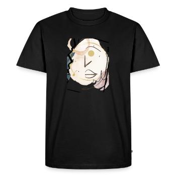 Modern design with abstract face, watercolor background, - Men's Premium Organic T-Shirt - black - Front - Nico (187cm)