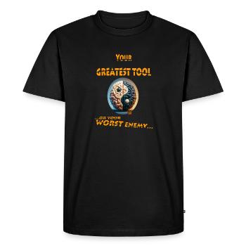 GREATEST TOOL - Men's Premium Organic T-Shirt - black - Front - Nico (187cm)