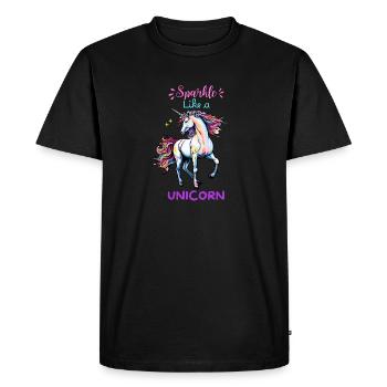 Shines like a unicorn - Men's Premium Organic T-Shirt - black - Front - Nico (187cm)