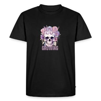 Flower skull 1984 - Men's Premium Organic T-Shirt - black - Front - Nico (187cm)