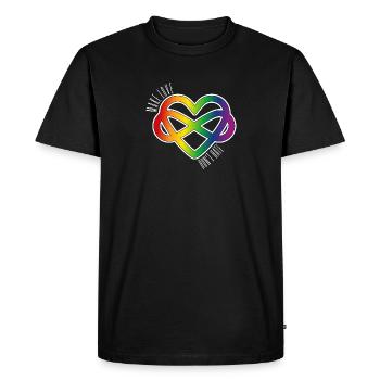 Polyamour Heart : Make Love & Don’t Hate (blanc) - T-shirt Premium bio Homme - noir - Devant - Nico (187cm)