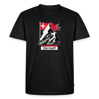 Cervin avec drapeau suisse – Zermatt Design - T-shirt Premium bio Homme - noir - Devant - Nico (187cm)