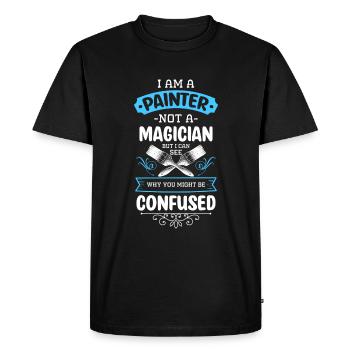 L’œuvre du peintre rénove Le maître peintre - T-shirt Premium bio Homme - noir - Devant - Nico (187cm)