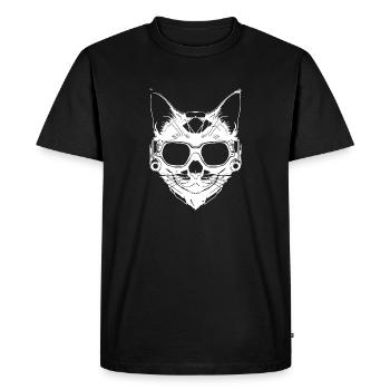 Chat de style steampunk - T-shirt Premium bio Homme - noir - Devant - Nico (187cm)