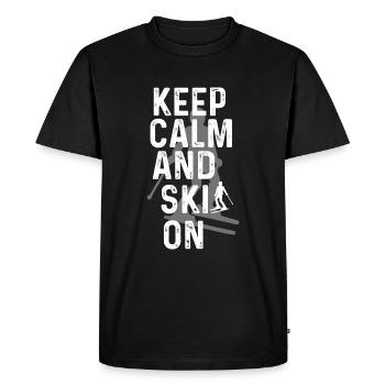 Stay calm and ski on—skiers - Men's Premium Organic T-Shirt - black - Front - Nico (187cm)