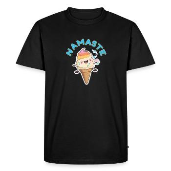 Namaste! Funny ice cream motif, customizable - Men's Premium Organic T-Shirt - black - Front - Nico (187cm)
