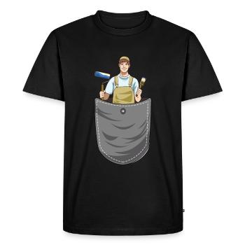 Pocket Painter Breast Bag Painter Master - Men's Premium Organic T-Shirt - black - Front - Nico (187cm)