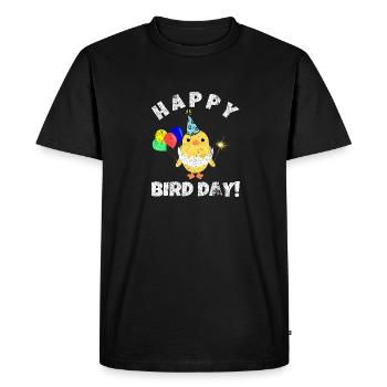Jeu de mots d’anniversaire Happy Bird Day - T-shirt Premium bio Homme - noir - Devant - Nico (187cm)