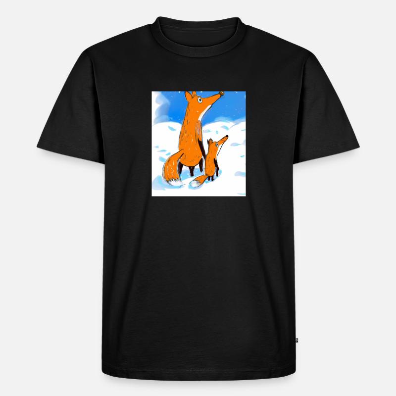 Fuchs im Schnee - Männer Premium Bio T-Shirt - Schwarz