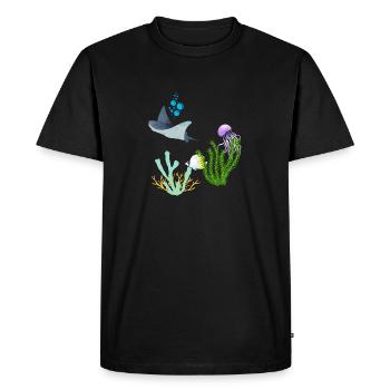 Raies Méduse Sous-marine Poissons coraux - T-shirt Premium bio Homme - noir - Devant - Nico (187cm)