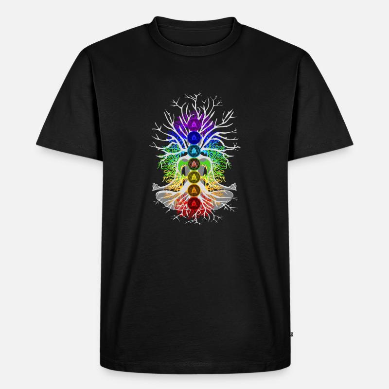 Chakra Baum des Lebens Meditation - Männer Premium Bio T-Shirt - Schwarz