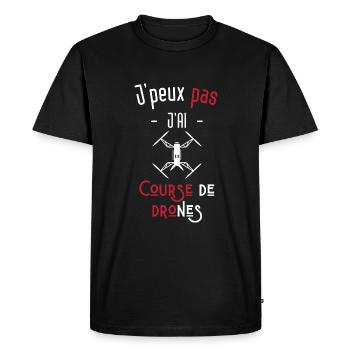 j'peux pas j'ai course de drones - T-shirt Premium bio Homme - noir - Devant - Nico (187cm)