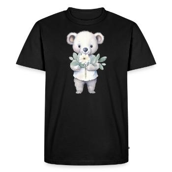 Koala mignon et mignon avec bouquet de fleurs - T-shirt Premium bio Homme - noir - Devant - Nico (187cm)