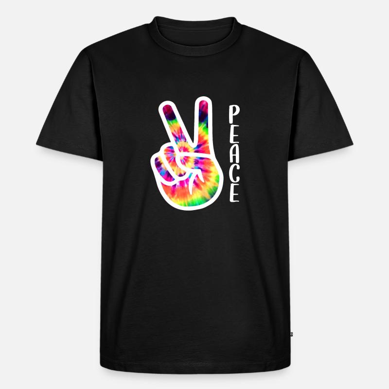 Friedenszeichen Hand - Männer Premium Bio T-Shirt - Schwarz