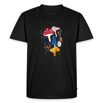 Champignon design champignon boletus chanterelle - T-shirt Premium bio Homme - noir - Devant - Nico (187cm)